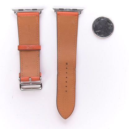 Hermes Epsom 42mm Apple Watch Single Tour Band Orange 2 of 8
