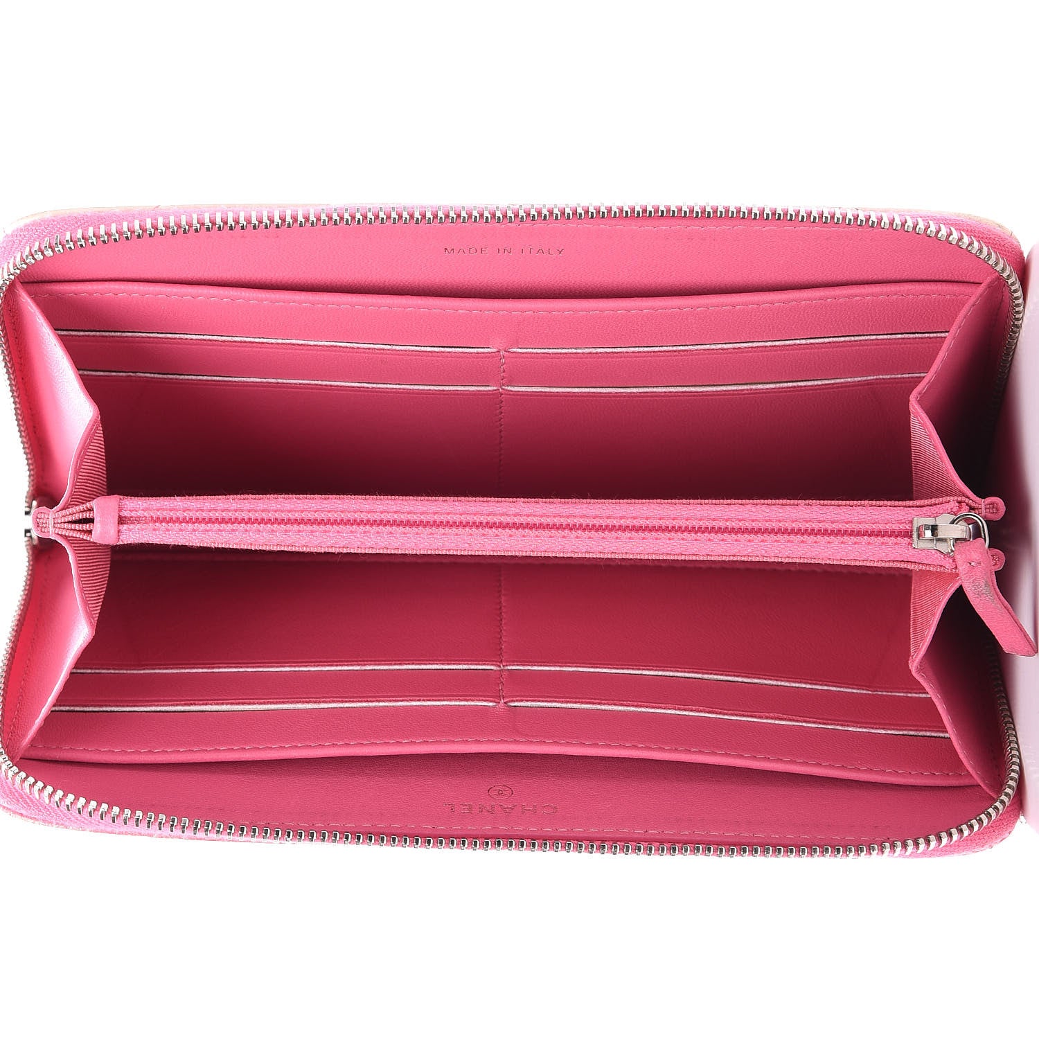 Chanel Ombre Patent Calfskin Quilted Large Gusset Zip Around Wallet Pink 5 of 14