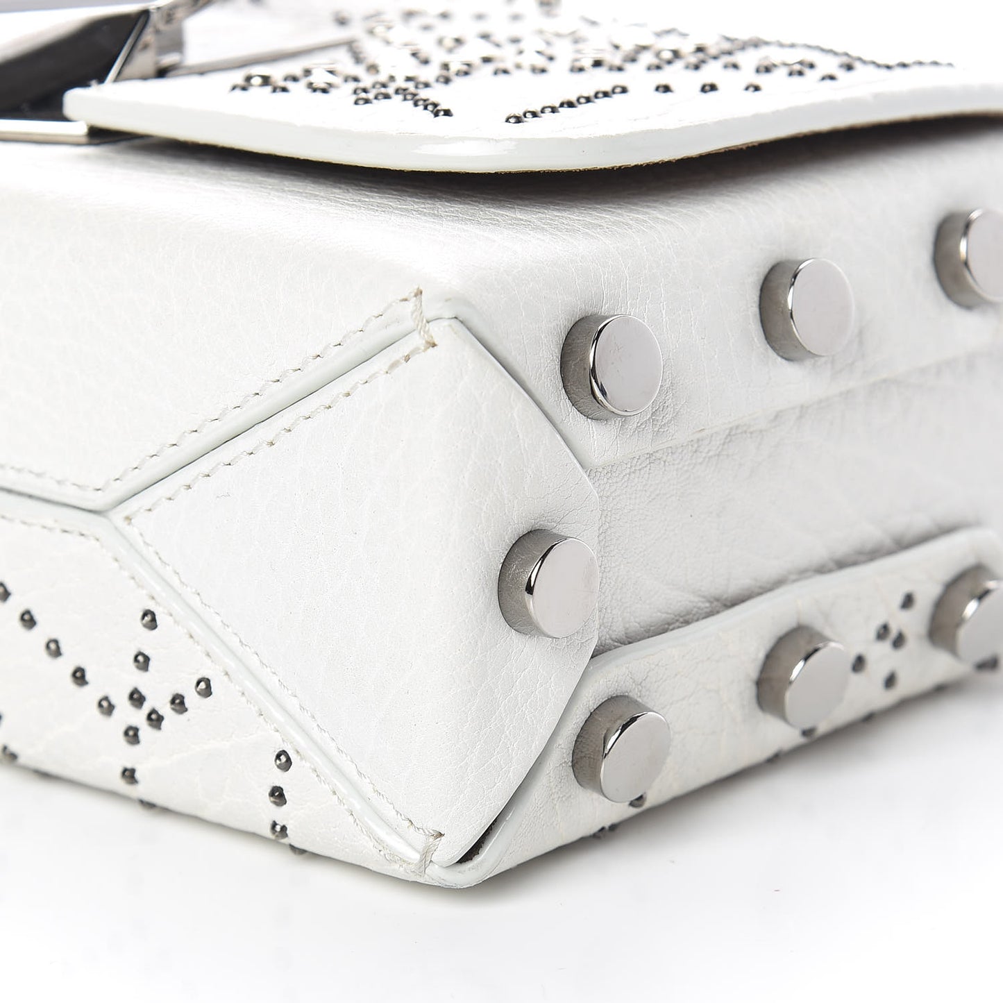 Lambskin Studded Star Lockett Petite Crossbody Bag Chalk