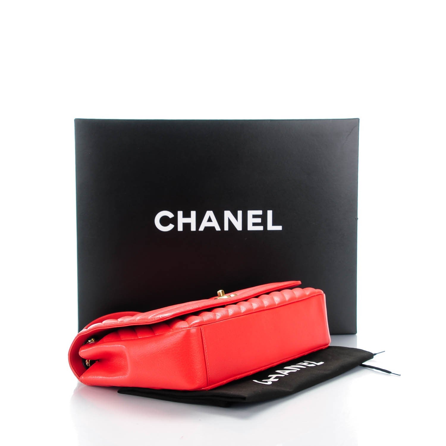 Chanel Shiny Goatskin Diagonal Quilted Medium Flap Red 4 of 8