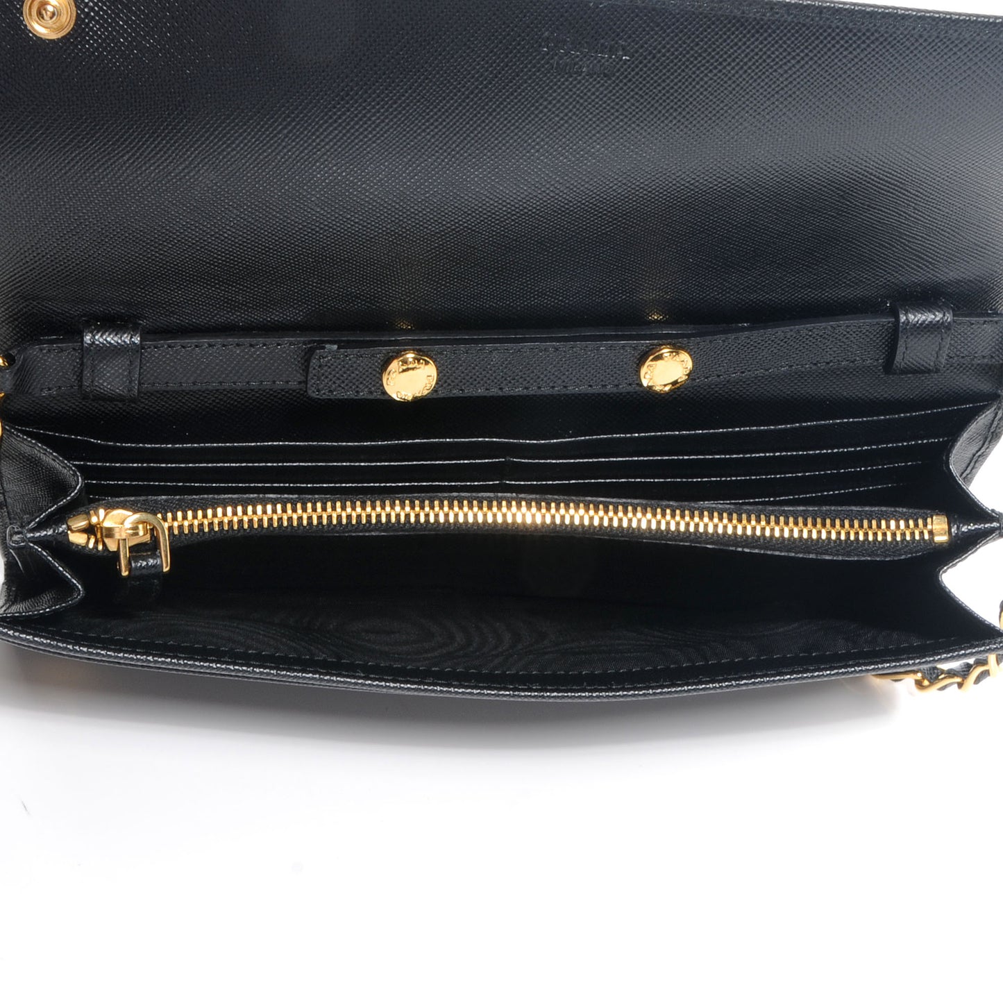 Saffiano Metal Oro Chain Wallet Nero Black