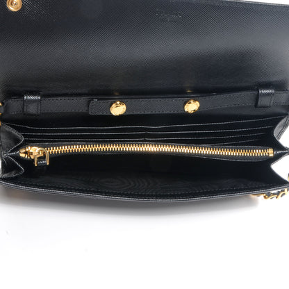 Prada Saffiano Metal Oro Chain Wallet Nero Black 7 of 9