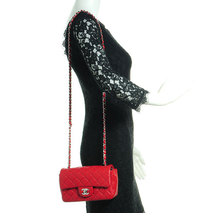 Chanel Lambskin Quilted Mini Rectangular Flap Red 2 of 8