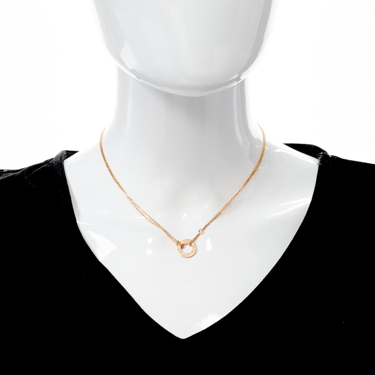 18K Pink Gold 2 Diamond LOVE Necklace