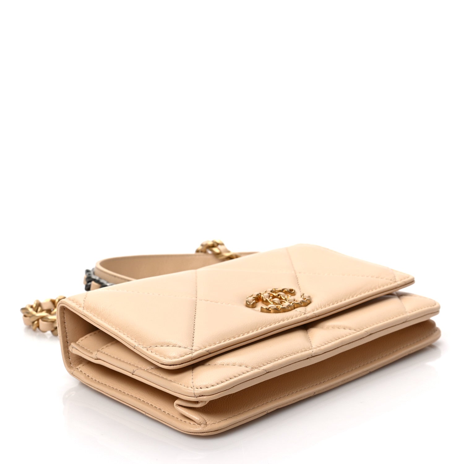 Chanel Lambskin Quilted Chanel 19 Wallet On Chain WOC Beige 9 of 9