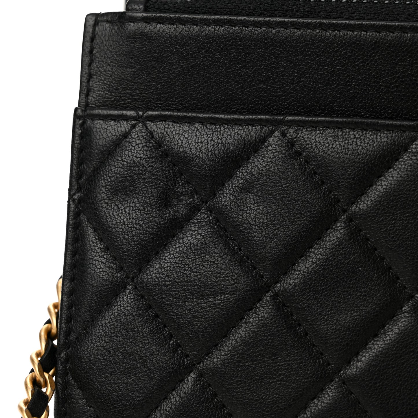 Lambskin Quilted Infinity Wallet On Chain WOC Black