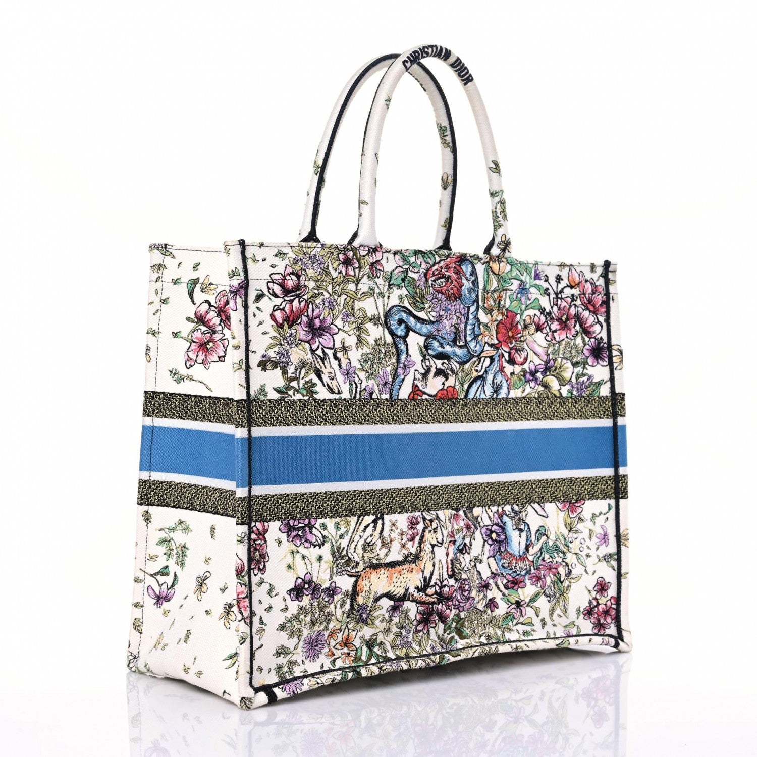 Christian Dior Canvas Embroidered Large D-Constellation Book Tote Latte Multicolor 3 of 16