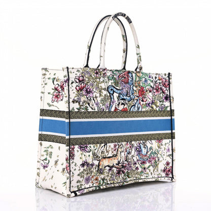 Christian Dior Canvas Embroidered Large D-Constellation Book Tote Latte Multicolor 3 of 16