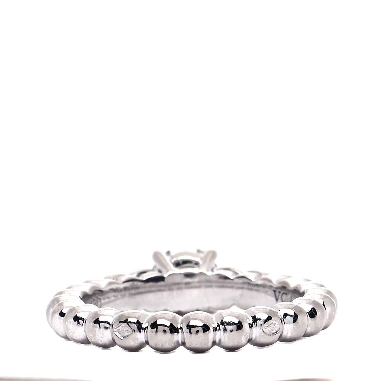 Van Cleef & Arpels Platinum Diamond .53ct Perlee Solitaire Engagement Ring 49 4.75 3 of 9