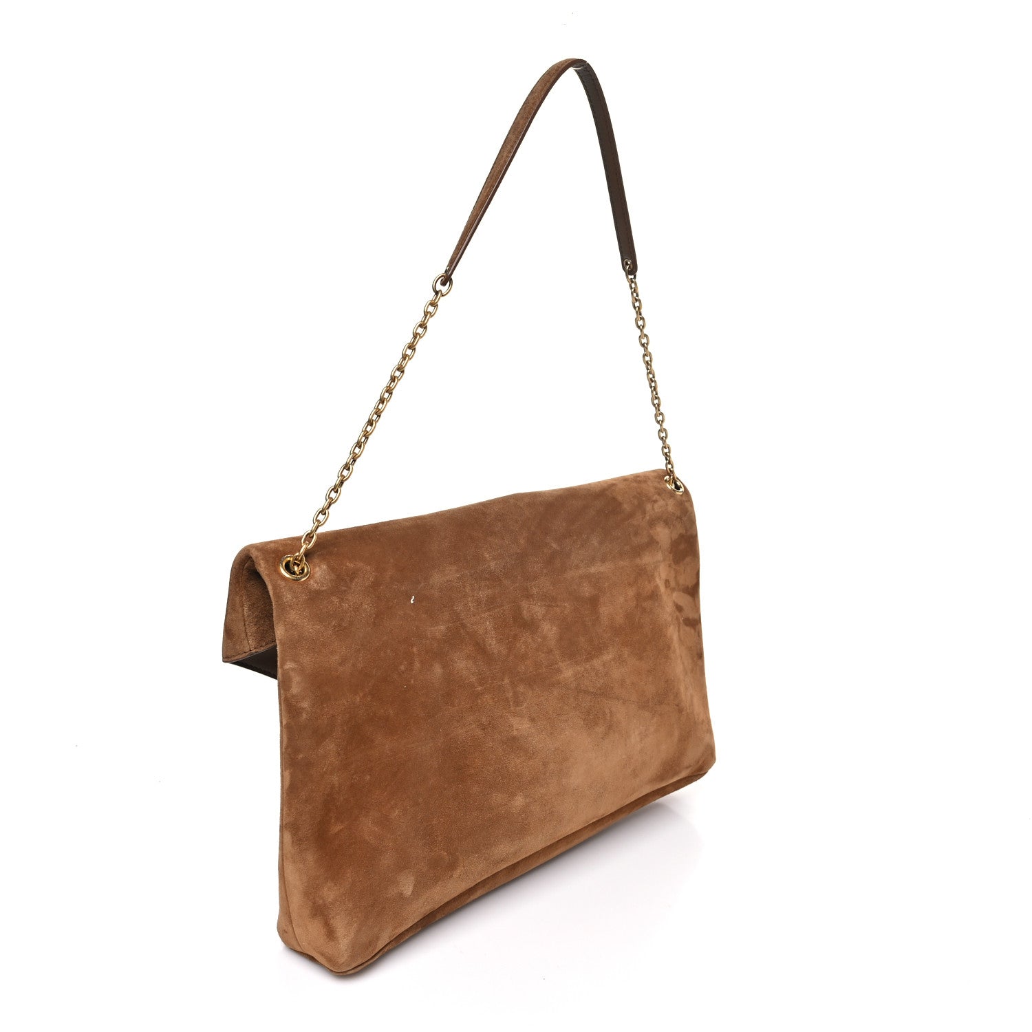 Saint Laurent Suede Large Cassandre Pouch On Chain Caramel Cognac 3 of 9