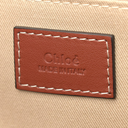 Chloe Cotton Calfskin Large Woody Ribbon Tote White Brown 6 of 9