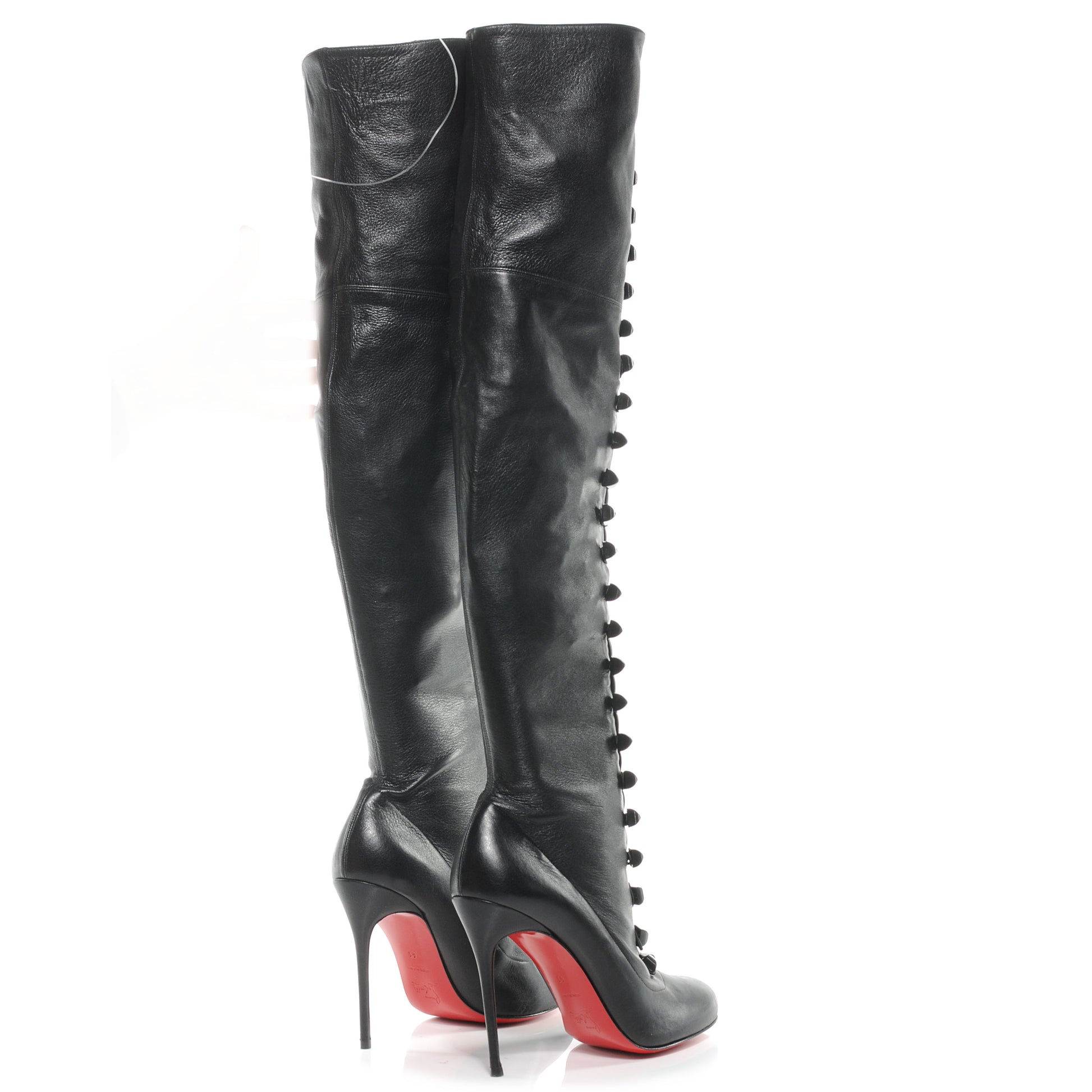 Christian Louboutin Nappa Ronfifi 100 Pyramid Over The Knee Boots 41 Black 5 of 6