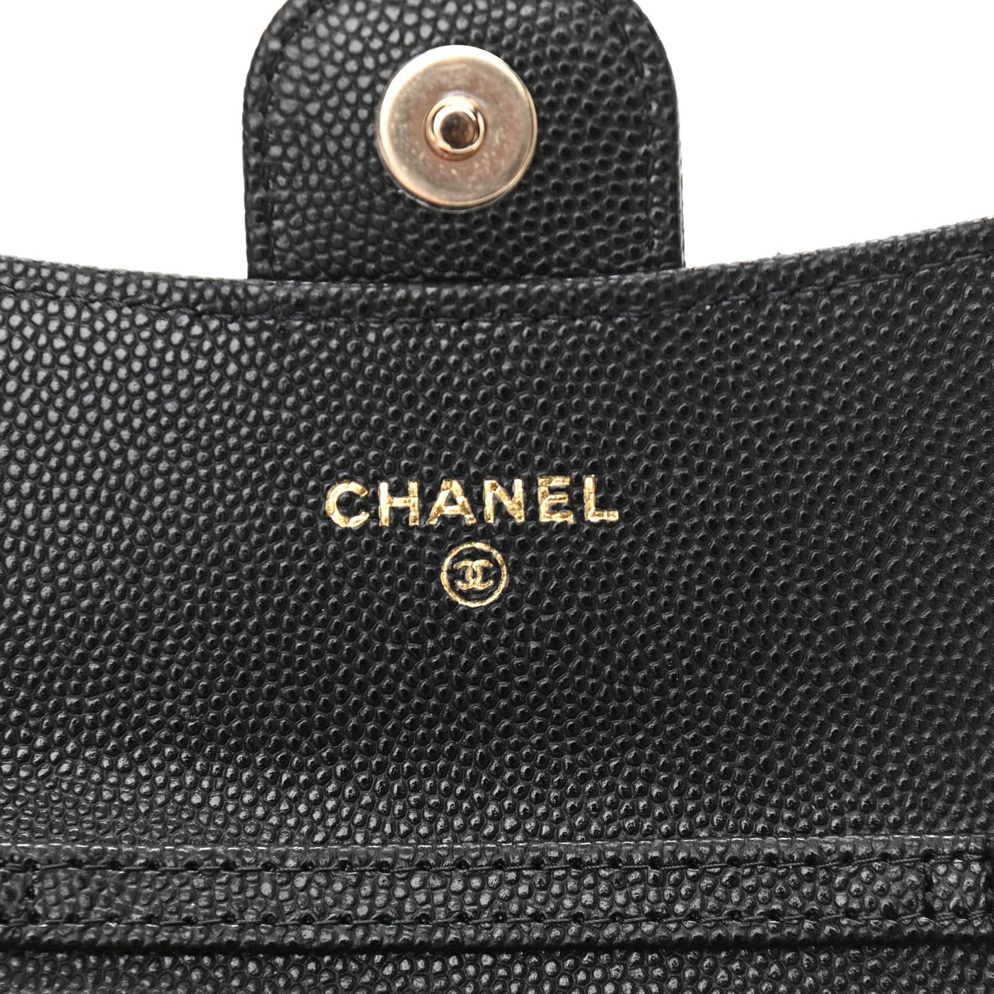 Caviar Quilted Flap Card Holder On Chain Black