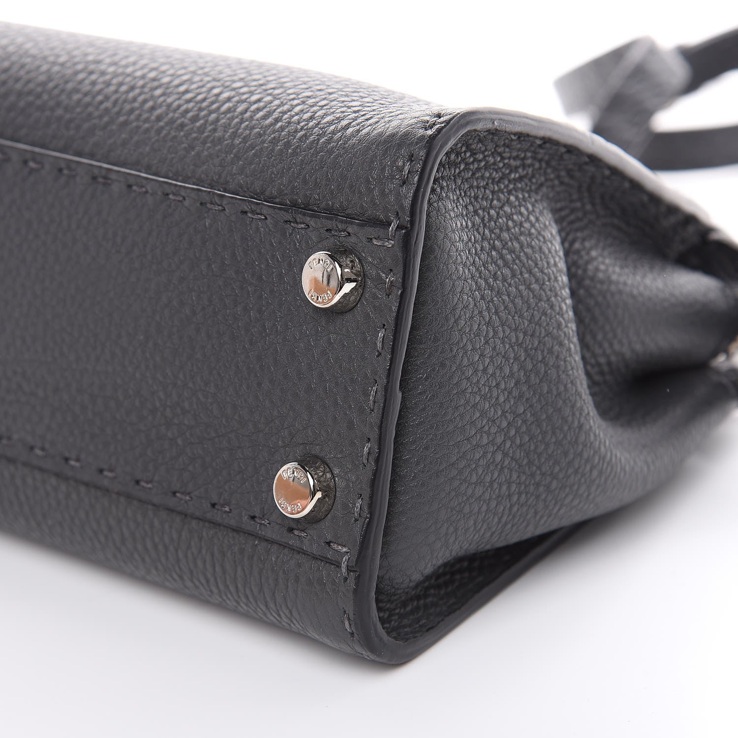 Fendi Cuoio Romano Selleria Bi-Color Mini Peekaboo Iconic Satchel Asfalto Latte 10 of 11
