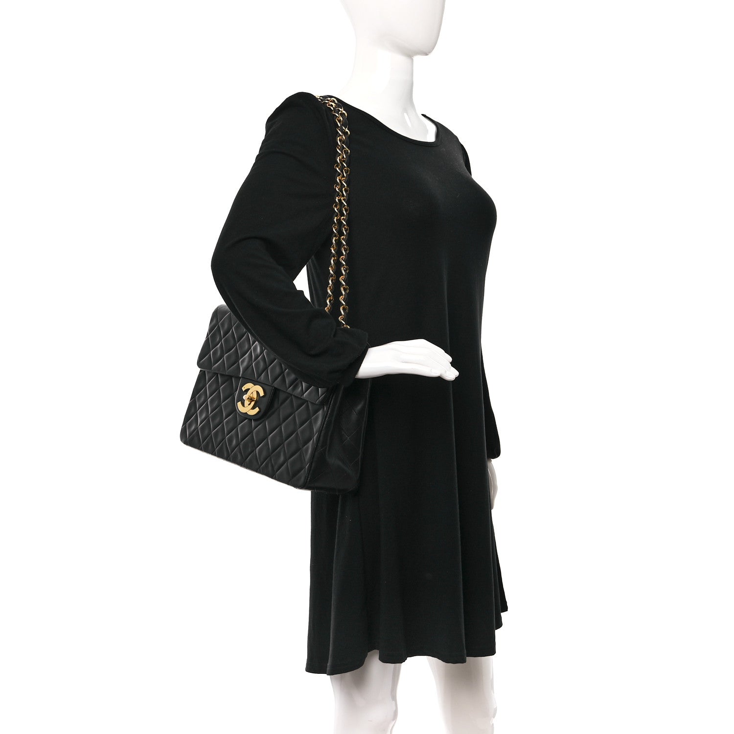 Chanel Lambskin Quilted XL Jumbo Single Flap Black 2 of 13
