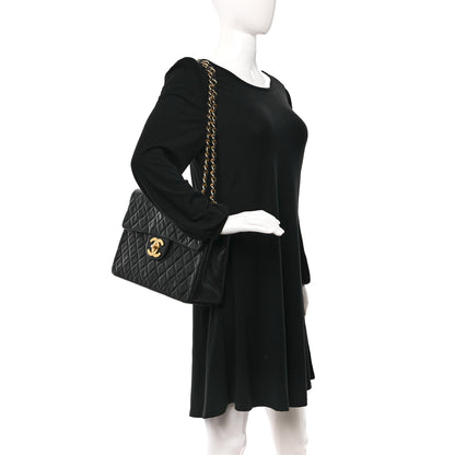 Chanel Lambskin Quilted XL Jumbo Single Flap Black 2 of 13