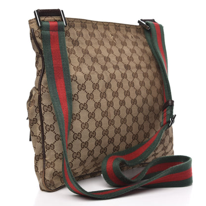 Gucci Monogram Web Medium Double Pocket Messenger Bag Dark Brown 3 of 16