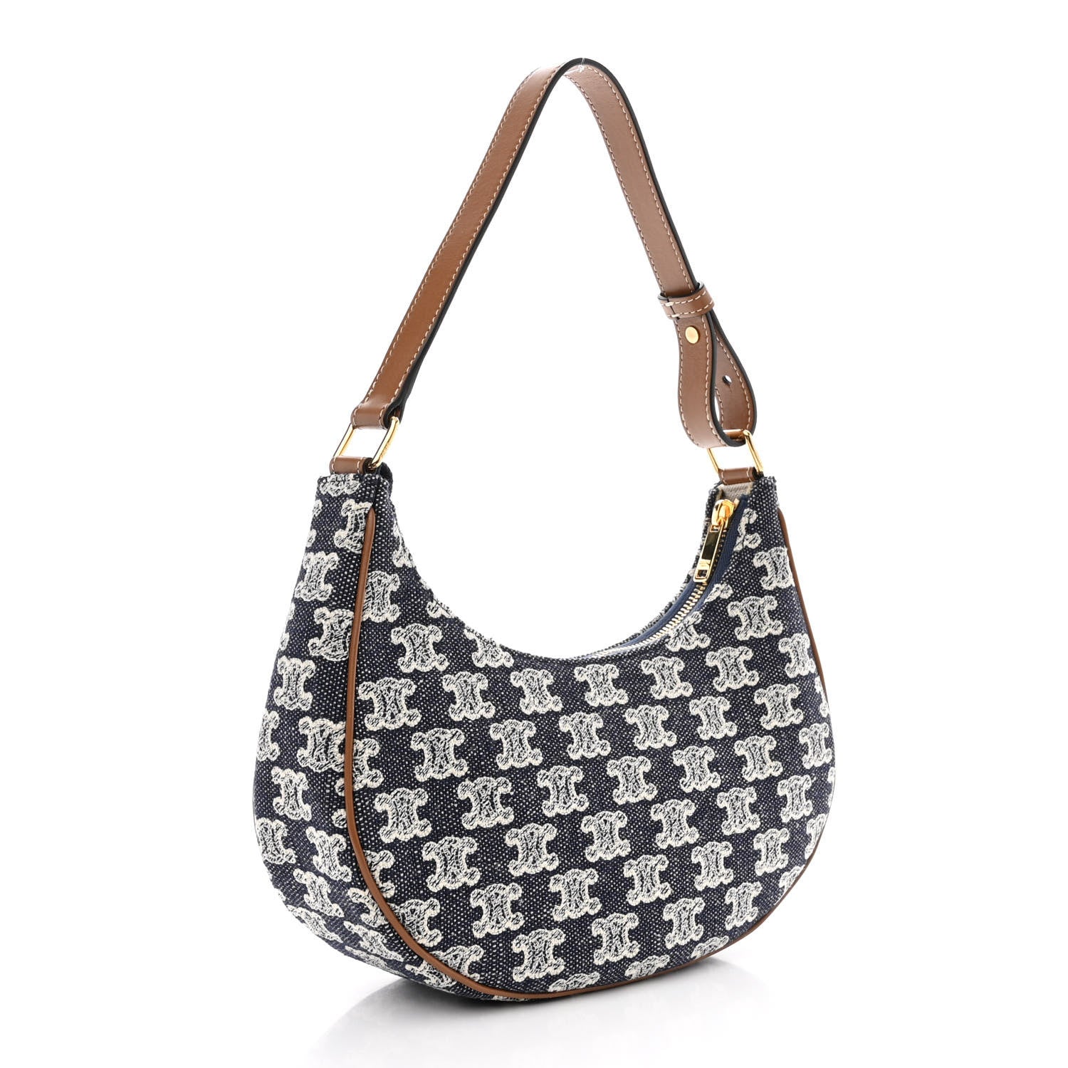 Celine Canvas Calfskin Ava Triomphe Shoulder Bag Blue 3 of 11