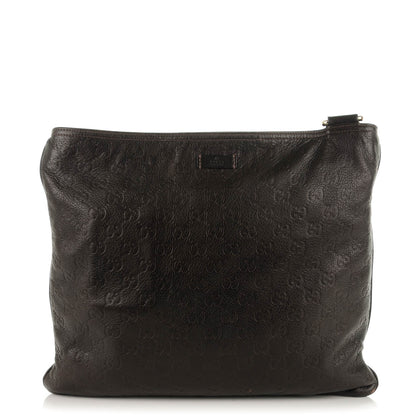 Gucci Guccissima Medium Flat Messenger Bag Dark Brown 1 of 8