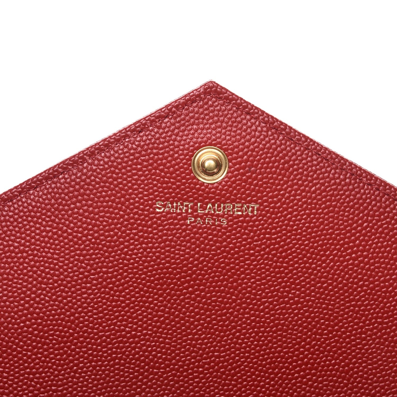 Saint Laurent Grain De Poudre Matelasse Chevron Monogram Chain Wallet Red 6 of 9