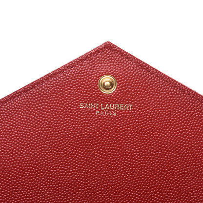 Saint Laurent Grain De Poudre Matelasse Chevron Monogram Chain Wallet Red 6 of 9