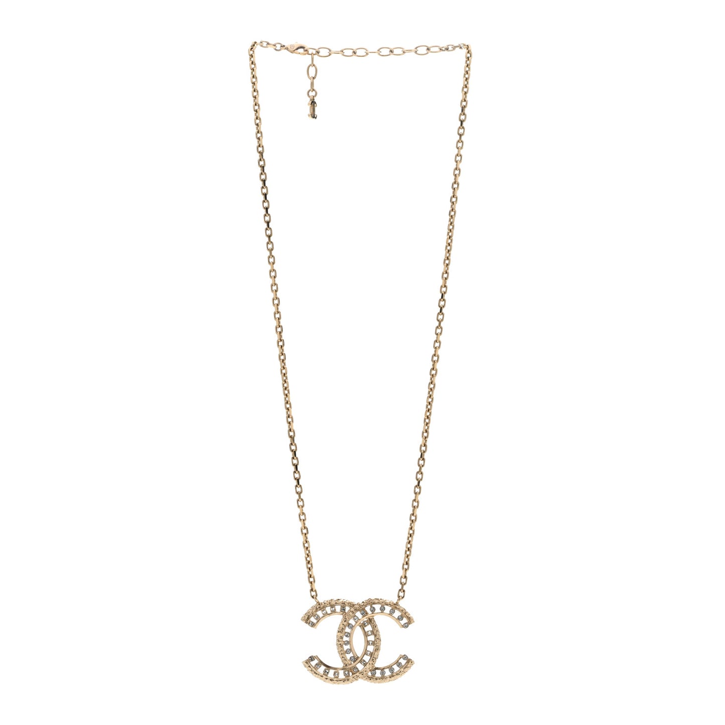 Crystal Textured CC Necklace Gold