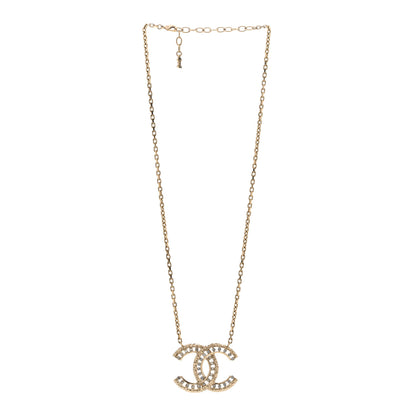 Chanel Crystal Textured CC Necklace Gold 3 of 5