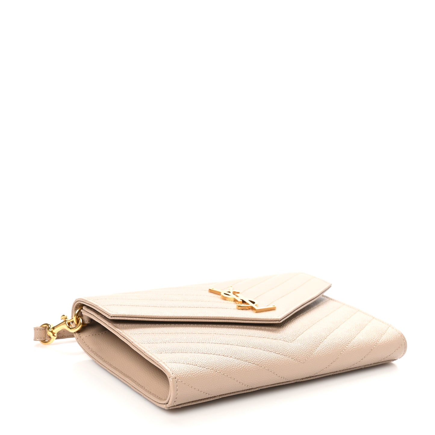 Grain De Poudre Matelasse Chevron Monogram Envelope Clutch  Dark Beige