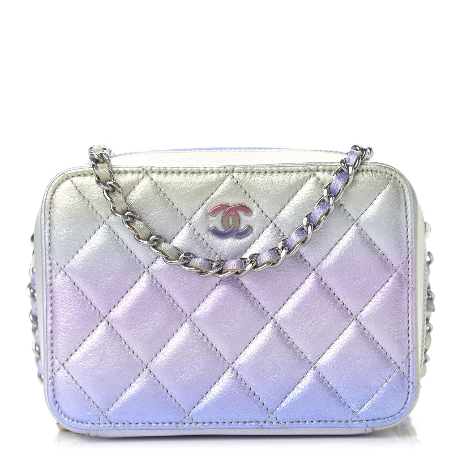 Chanel Metallic Gradient Calfskin Quilted Camera Case Blue Yellow Purple 1 of 9