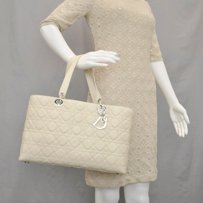 Christian Dior Calfskin Cannage Stitched Tote Beige 2 of 11