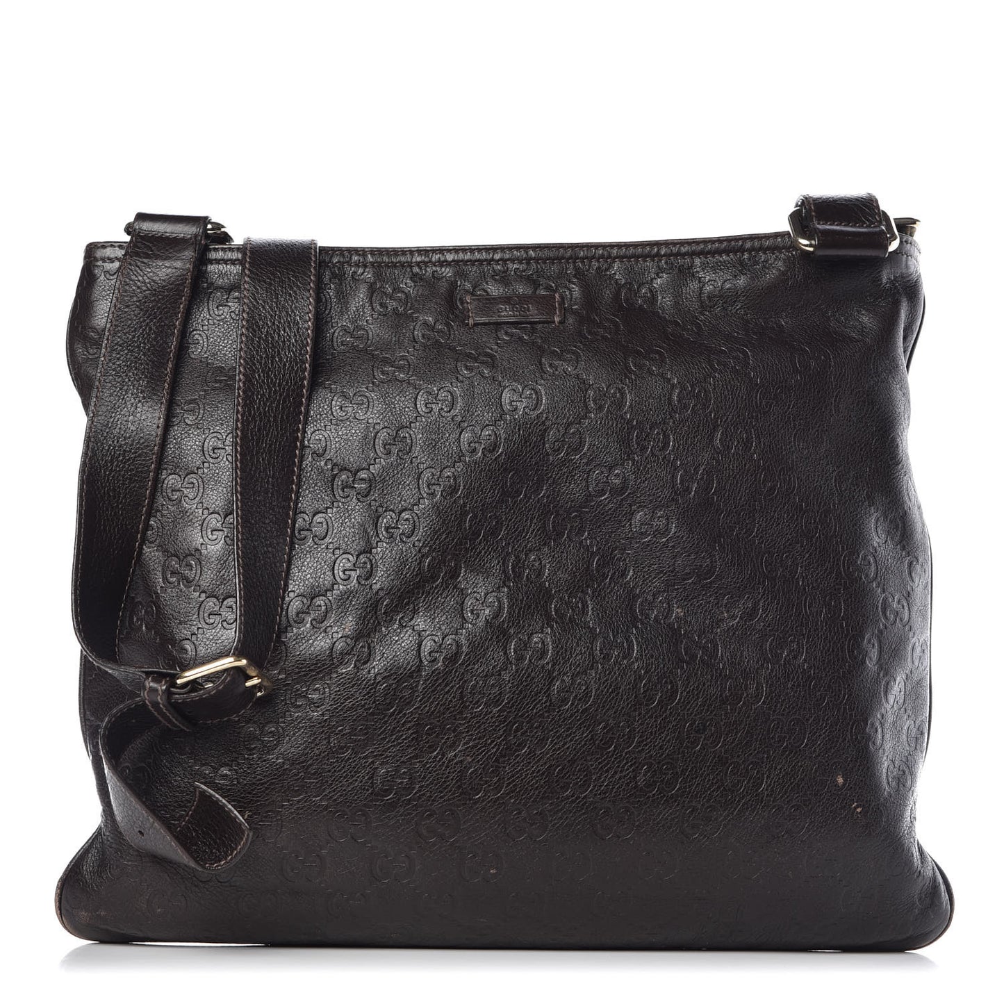 Guccissima Medium Flat Messenger Bag Dark Brown