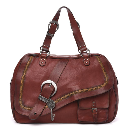 Christian Dior Calfskin Medium Gaucho Double Saddle Bag Red 1 of 14
