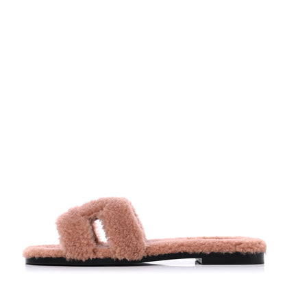 Hermes Woolskin Oran Sandals 36.5 Rose Aube 1 of 8