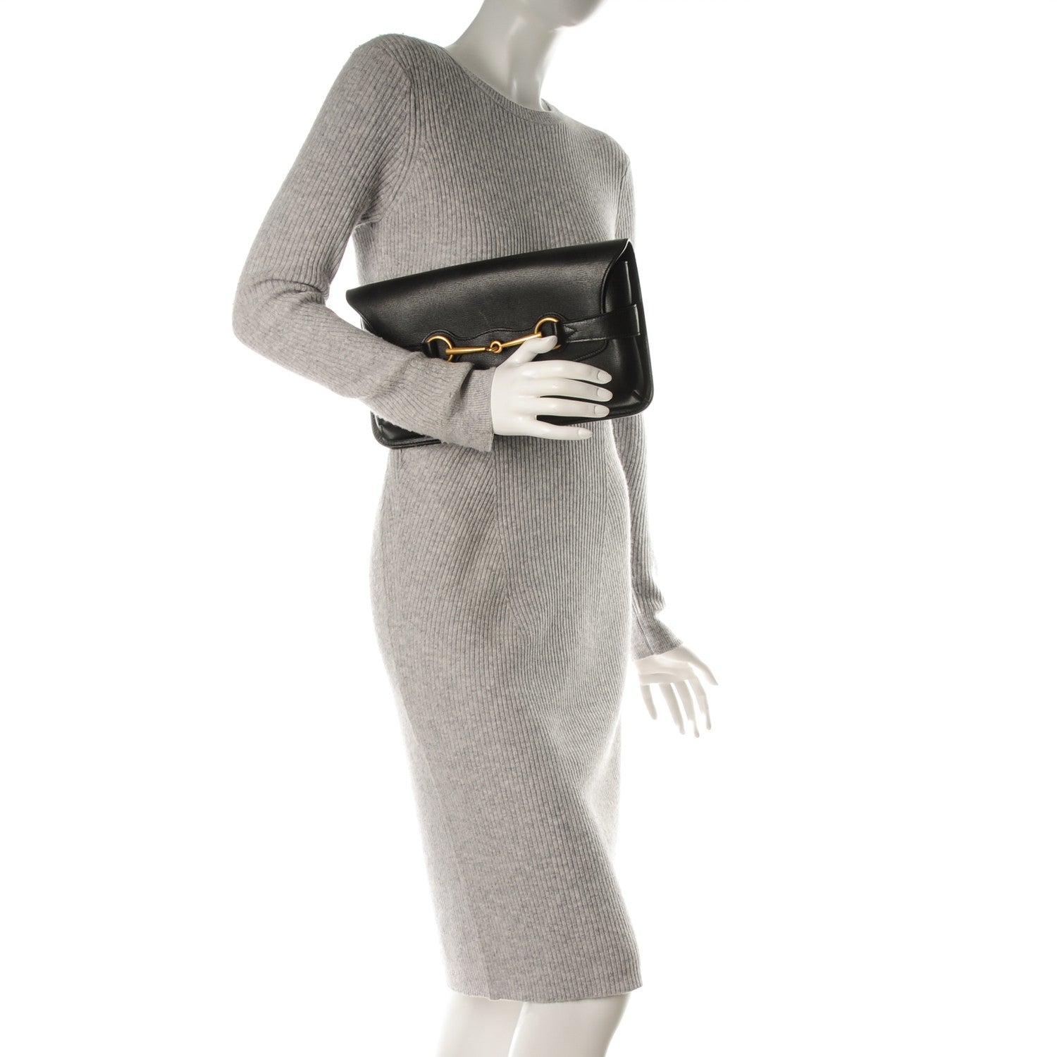 Gucci Calfskin Large Bright Bit Clutch Black 2 of 7
