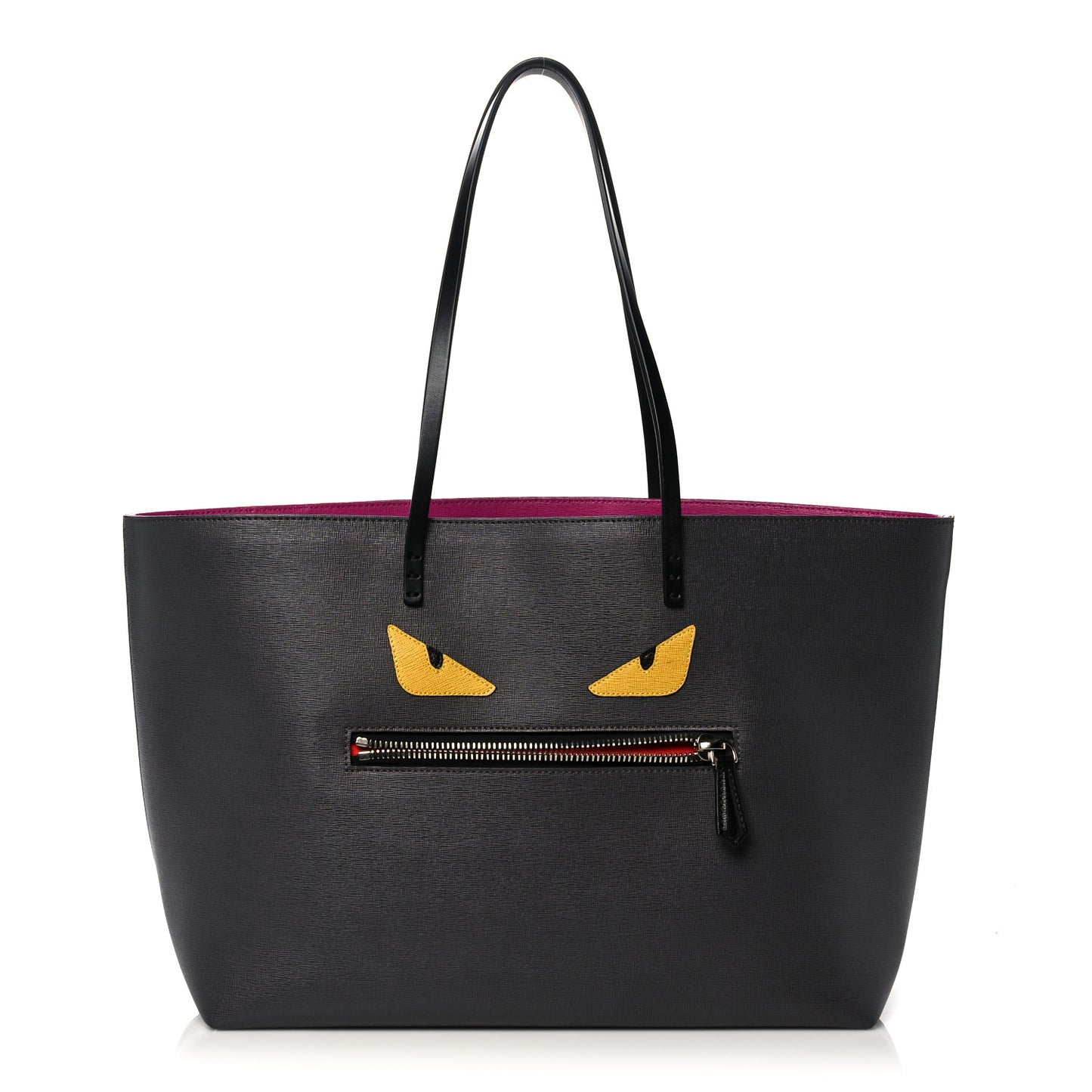 Vitello Elite Cuoio Monster Buggies Medium Roll Tote Carbone Black Multicolor Magenta