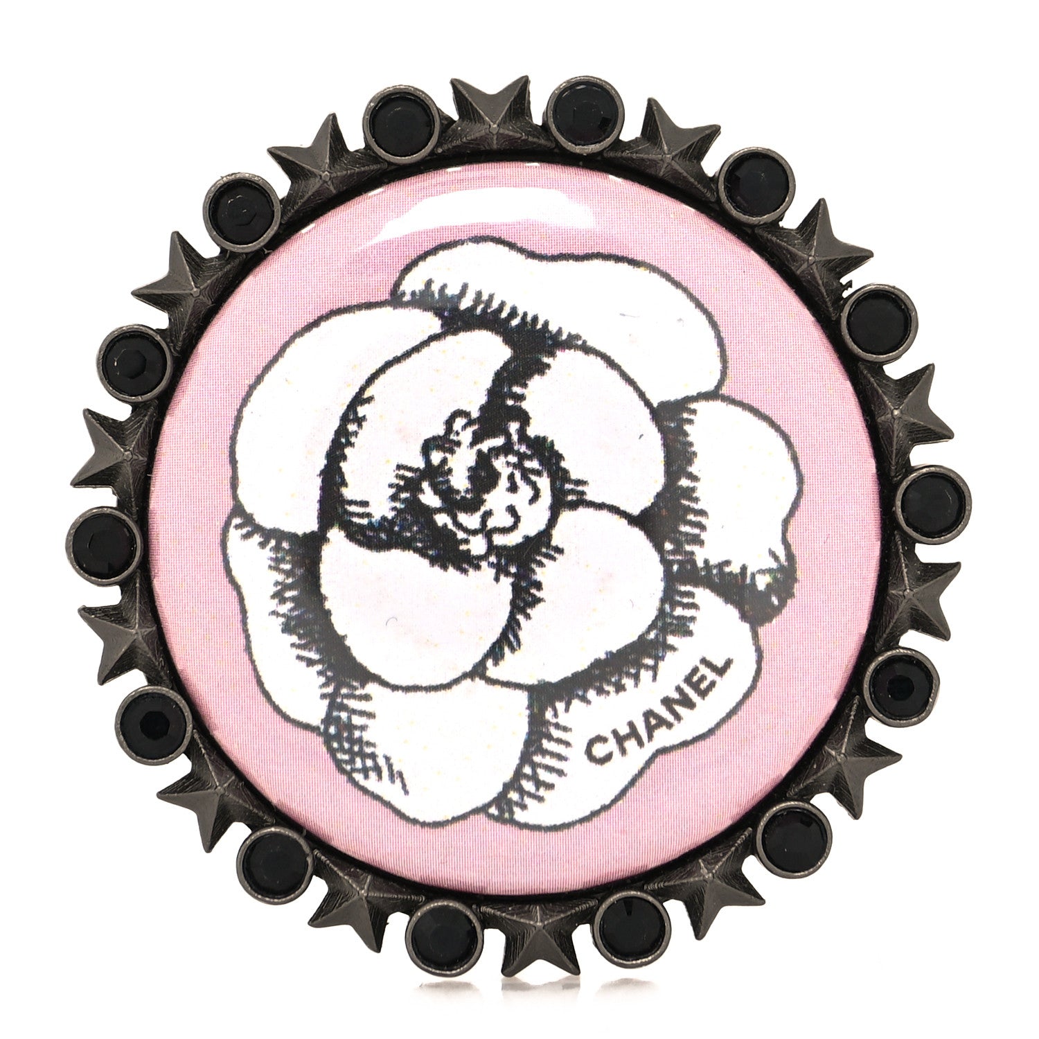 Chanel Enamel Camellia Brooch Black Pink 1 of 4