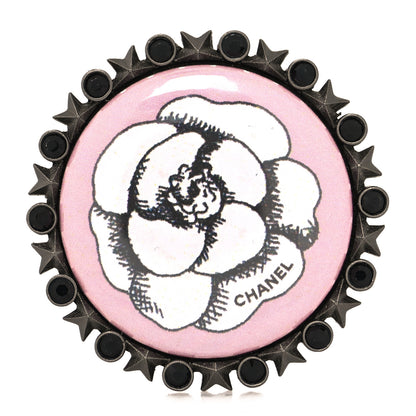 Chanel Enamel Camellia Brooch Black Pink 1 of 4