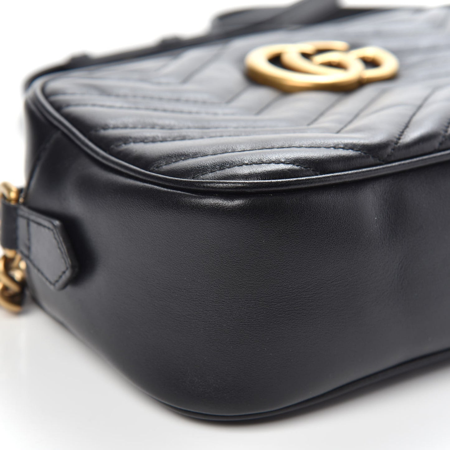 Calfskin Matelasse Small GG Marmont Chain Shoulder Bag Black