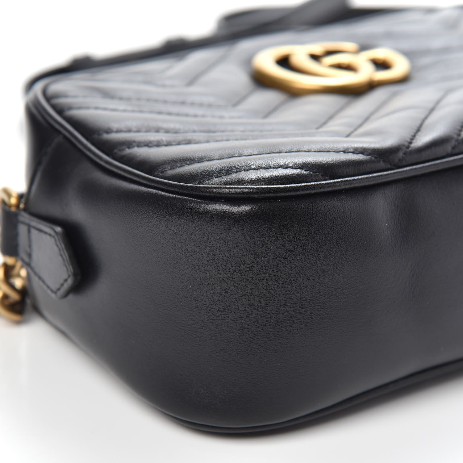 Gucci Calfskin Matelasse Small GG Marmont Chain Shoulder Bag Black 10 of 11