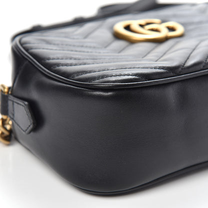 Gucci Calfskin Matelasse Small GG Marmont Chain Shoulder Bag Black 10 of 11