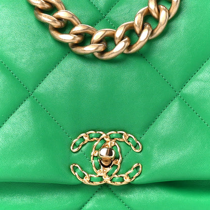 Chanel Lambskin Quilted Maxi Chanel 19 Flap Green 8 of 10