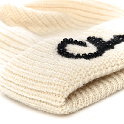 Chanel Cashmere Logo Beanie Hat White Black 6 of 7