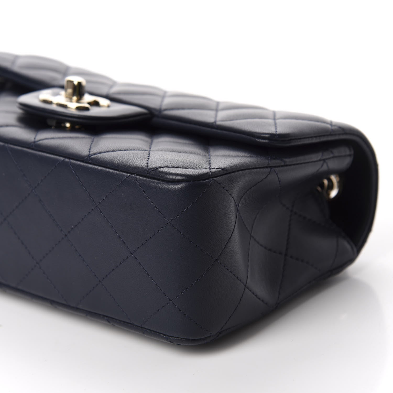 Chanel Lambskin Quilted Mini Rectangular Flap Dark Blue 7 of 10