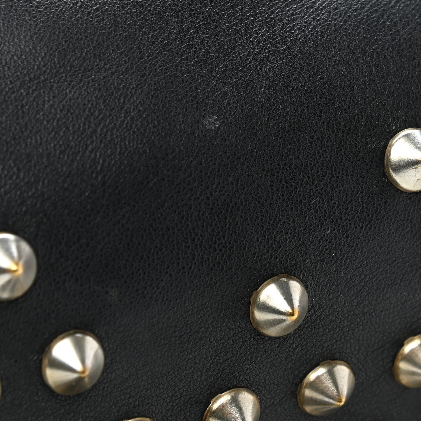 Smooth Calfskin Studded Padlock Skull Clutch Black