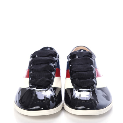 Gucci Patent Calfskin Mens Web Falacer Sneakers 8.5 Black 2 of 11