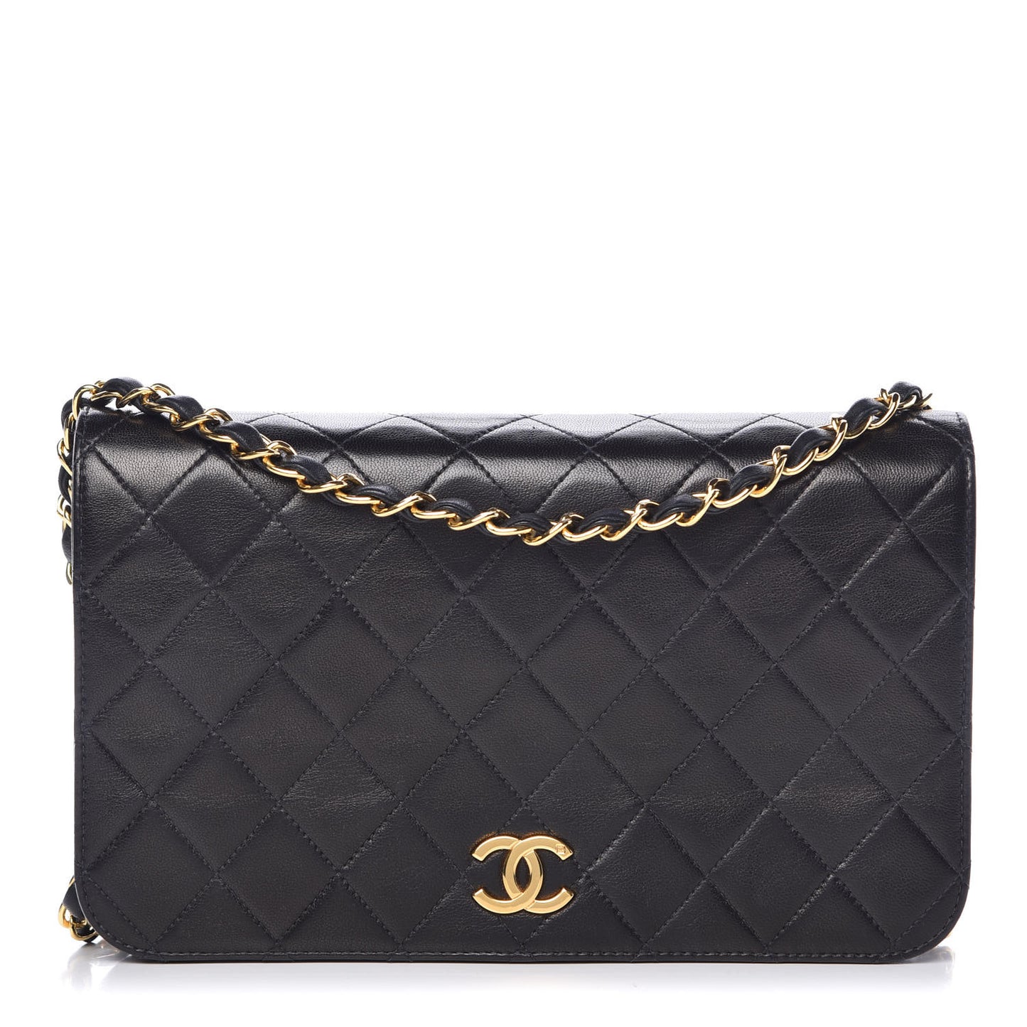Lambskin Quilted Small Single Flap Black