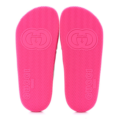 Gucci Rubber Web Womens Criss Cross Slide Sandals 38 Coral New Shamarock 5 of 12