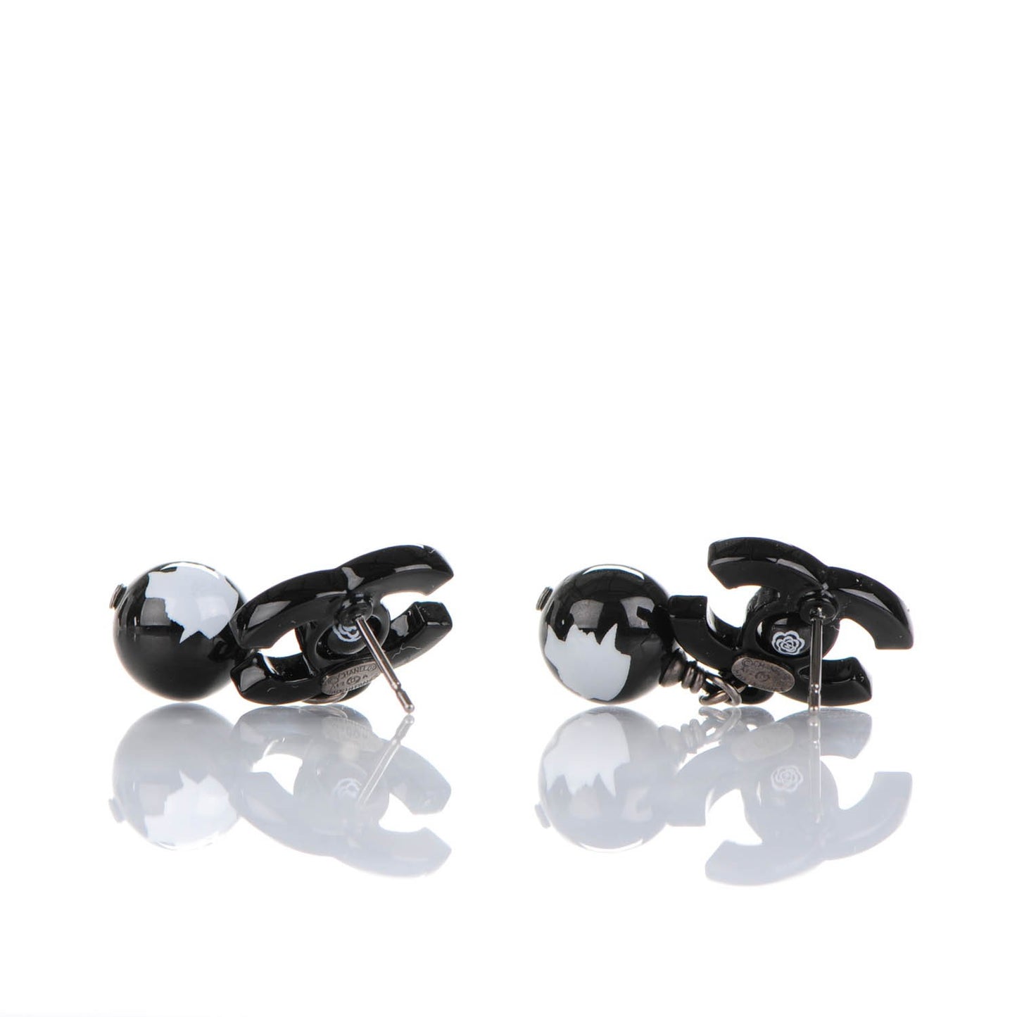 Enamel Bead CC Coco Drop Earrings Black
