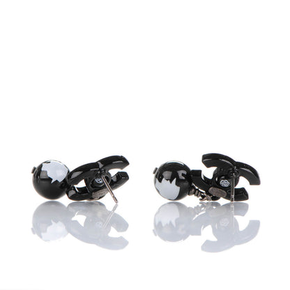 Chanel Enamel Bead CC Coco Drop Earrings Black 3 of 5