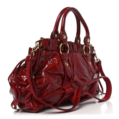Miu Miu Vernice Patent Gathered Tote Rosso 2 of 8